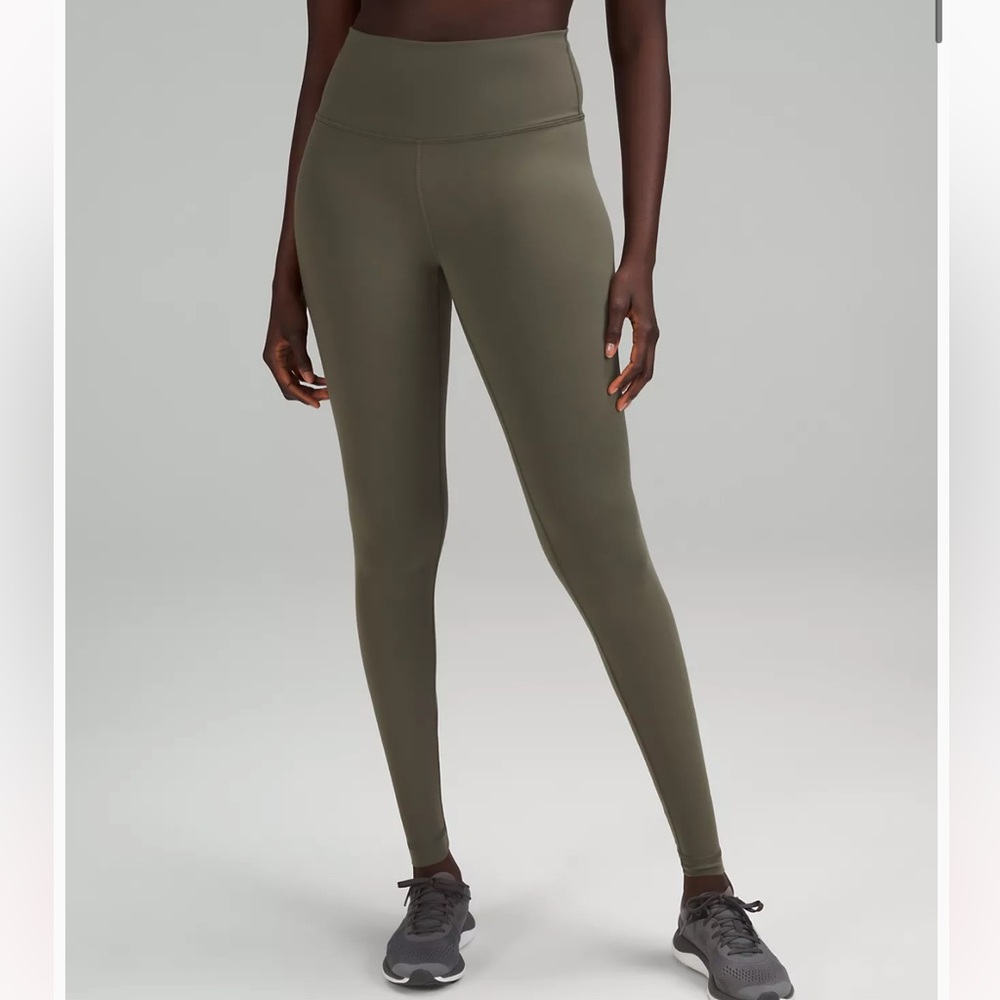 Lululemon Wunder Train Army Green high rise leggings